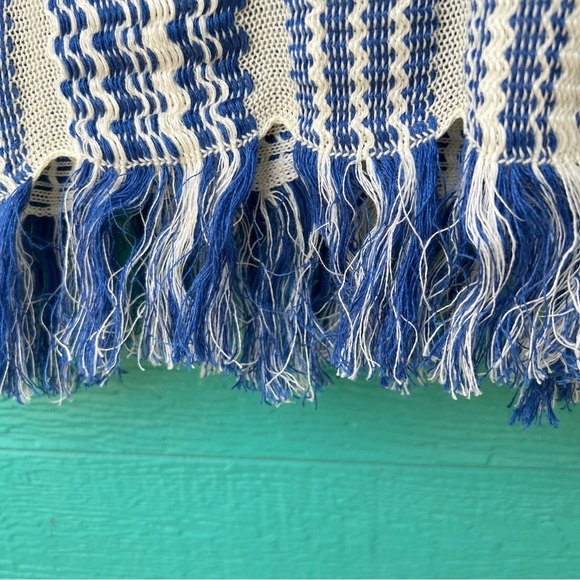 TORY BURCH TEXTURED WOVEN EMPIRE WAIST BOHO BLUE WHITE TUNIC TOP SIZE MEDIUM NWT - Picture 14 of 16